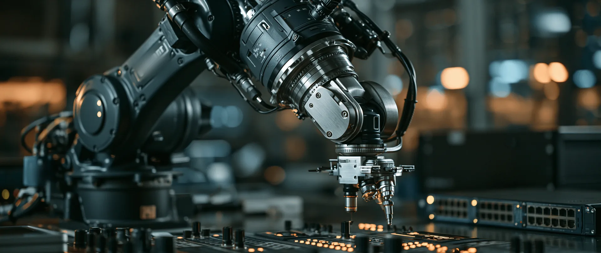 Technician working with precision equipment